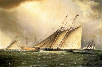 詹姆斯 E 巴特斯沃思 Yachts Rounding the Nore Light Ship in the English Channel